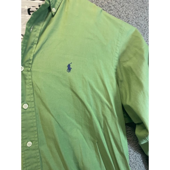 Ralph Lauren Shirt Mens 16 1/2 Green Yarmouth Pinpoint Oxford Cotton Button Down - Picture 2 of 8